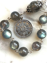 Load image into Gallery viewer, Sacred Heart and Holy Name Rosary Bracelet: Labradorite and Sterling Silver
