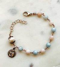 Load image into Gallery viewer, Grandmother's Rosary Bracelet - Solid Bronze and Morganite - Saint Anne
