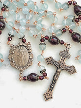 Load image into Gallery viewer, Divine Mercy Chaplet - Bronze, Aquamarine and Garnet Rosary - CeCeAgnes
