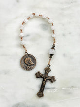 Load image into Gallery viewer, Saint Joseph Pocket Rosary - Bronze and Moonstone Tenner
