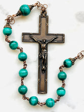 Load image into Gallery viewer, Impressive Large Bronze Malachite Rosary: Saint Columbanus Tenner
