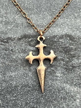 Load image into Gallery viewer, Saint James Cross Solid Bronze Necklace
