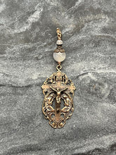 Load image into Gallery viewer, Bag Charm Angels Crucifix Zipper Pull - Bronze and Moonstone
