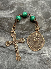 Load image into Gallery viewer, Stations of the Cross and Three Hail Mary Chaplet - Malachite and Bronze CeCeAgnes

