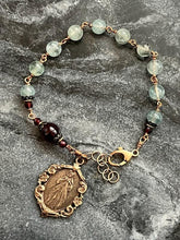 Load image into Gallery viewer, Divine Mercy Rosary Bracelet - Solid Bronze and Aquamarine
