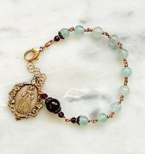 Load image into Gallery viewer, Divine Mercy Rosary Bracelet - Solid Bronze and Aquamarine
