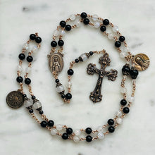 Load image into Gallery viewer, White Moonstone, Onyx and Bronze Rosary - Saint Catherine of Siena CeCeAgnes
