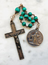 Load image into Gallery viewer, Impressive Large Bronze Malachite Rosary: Saint Columbanus Tenner
