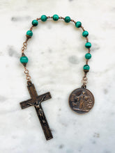 Load image into Gallery viewer, Impressive Large Bronze Malachite Rosary: Saint Columbanus Tenner
