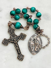 Load image into Gallery viewer, Lenten Rosary:  Malachite and Bronze Tenner - Agony in the Garden
