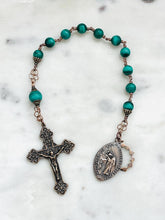 Load image into Gallery viewer, Lenten Rosary:  Malachite and Bronze Tenner - Agony in the Garden
