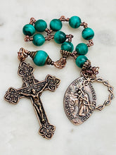 Load image into Gallery viewer, Lenten Rosary:  Malachite and Bronze Tenner - Agony in the Garden
