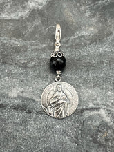 Load image into Gallery viewer, Bag Charm Saint John Zipper Pull - Bronze and Onyx
