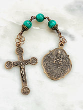 Load image into Gallery viewer, Stations of the Cross and Three Hail Mary Chaplet - Malachite and Bronze CeCeAgnes
