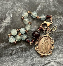Load image into Gallery viewer, Divine Mercy Rosary Bracelet - Solid Bronze and Aquamarine
