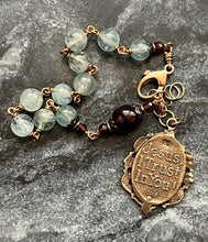 Load image into Gallery viewer, Divine Mercy Rosary Bracelet - Solid Bronze and Aquamarine
