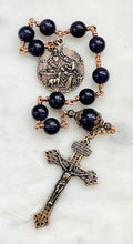 Load image into Gallery viewer, Holy Family Pocket Rosary - Amethyst and Bronze - Single Decade Tenner - CeCeAgnes
