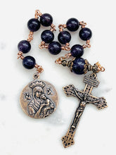 Load image into Gallery viewer, Holy Family Pocket Rosary - Amethyst and Bronze - Single Decade Tenner - CeCeAgnes

