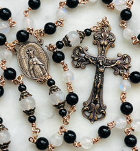 Load image into Gallery viewer, White Moonstone, Onyx and Bronze Rosary - Saint Catherine of Siena CeCeAgnes
