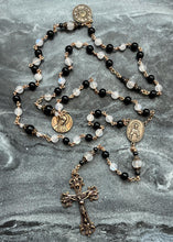Load image into Gallery viewer, White Moonstone, Onyx and Bronze Rosary - Saint Catherine of Siena CeCeAgnes
