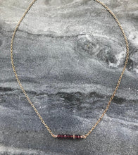 Load image into Gallery viewer, Beaded Bar Necklace - Solid Bronze - Garnets
