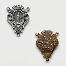 Load image into Gallery viewer, Rosary Center - Miraculous Medal - Bronze  - Antique Reproduction 609 CeCeAgnes Rosary Parts
