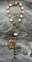 Load image into Gallery viewer, Mary Magdalene Auto Rosary Opal Bronze Roses Cross
