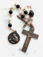 Load image into Gallery viewer, Dominican Rosary: Onyx, Moonstone, Bronze, Saints Thomas Catherine and Dominic

