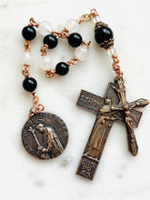 Load image into Gallery viewer, Dominican Rosary: Onyx, Moonstone, Bronze, Saints Thomas Catherine and Dominic
