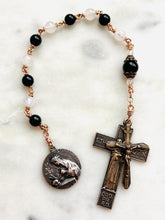 Load image into Gallery viewer, Dominican Rosary: Onyx, Moonstone, Bronze, Saints Thomas Catherine and Dominic

