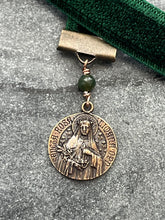 Load image into Gallery viewer, Velvet Catholic Bookmark - Saint Rose of Lima - Bronze - Green Velvet
