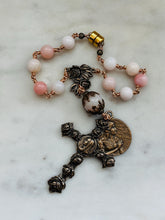 Load image into Gallery viewer, Mary Magdalene Auto Rosary Opal Bronze Roses Cross
