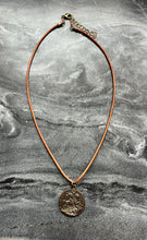 Load image into Gallery viewer, Saint George Solid Bronze and Leather Necklace
