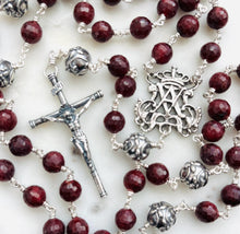 Load image into Gallery viewer, Heirloom Ruby Gemstone Rosary - Sterling Silver - Wire-Wrapped

