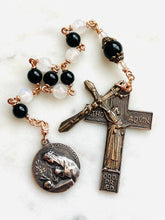 Load image into Gallery viewer, Dominican Rosary: Onyx, Moonstone, Bronze, Saints Thomas Catherine and Dominic
