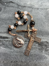 Load image into Gallery viewer, Dominican Rosary: Onyx, Moonstone, Bronze, Saints Thomas Catherine and Dominic
