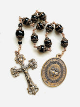 Load image into Gallery viewer, Sacred Heart Rosary: Onyx &amp; Bronze Single Decade Tenner
