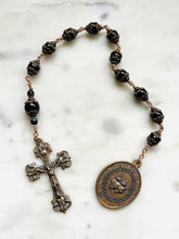 Load image into Gallery viewer, Sacred Heart Rosary: Onyx &amp; Bronze Single Decade Tenner
