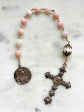 Load image into Gallery viewer, Mary Magdalene Pocket Rosary Opal Bronze Roses Cross
