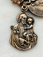 Load image into Gallery viewer, Saint Joseph, Miraculous Medal, Saint Michael Rosary: Onyx &amp; Bronze Single Decade Tenner

