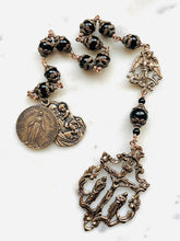 Load image into Gallery viewer, Saint Joseph, Miraculous Medal, Saint Michael Rosary: Onyx &amp; Bronze Single Decade Tenner

