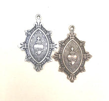 Load image into Gallery viewer, Medal - Sacred Heart Sterling Silver - Antique Reproduction 1581 CeCeAgnes Rosary Parts
