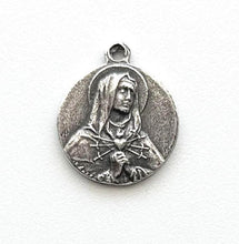 Load image into Gallery viewer, OL of Sorrows Medal - Sterling Silver - Antique Reproduction 597M CeCeAgnes Rosary Parts
