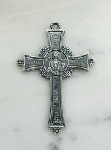 Load image into Gallery viewer, Christ the King Cross Pendant - Sterling Silver - Antique Reproduction CeCeAgnes Rosary Parts
