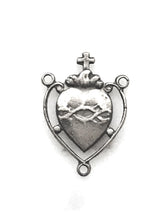 Load image into Gallery viewer, Sacred Heart Rosary Center - Sterling Silver - Antique Reproduction 296 CeCeAgnes Rosary Parts

