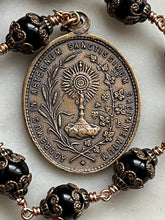 Load image into Gallery viewer, Sacred Heart Rosary: Onyx &amp; Bronze Single Decade Tenner

