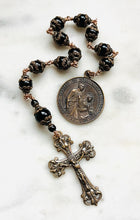 Load image into Gallery viewer, Saint Monica and Saint Augustine Rosary: Onyx &amp; Bronze Single Decade Tenner
