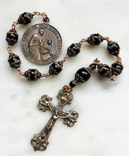 Load image into Gallery viewer, Saint Monica and Saint Augustine Rosary: Onyx &amp; Bronze Single Decade Tenner
