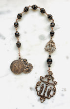 Load image into Gallery viewer, Saint Joseph, Miraculous Medal, Saint Michael Rosary: Onyx &amp; Bronze Single Decade Tenner

