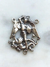 Load image into Gallery viewer, Saint Michael Rosary Centerpiece - Sterling Silver - Antique Reproduction 1197 CeCeAgnes Rosary Parts
